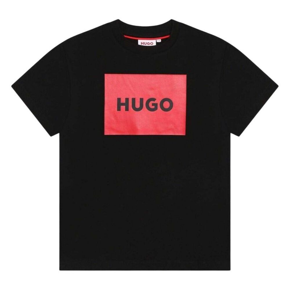 Hugo Childrens/Kids Box Logo Cotton T-Shirt / Black